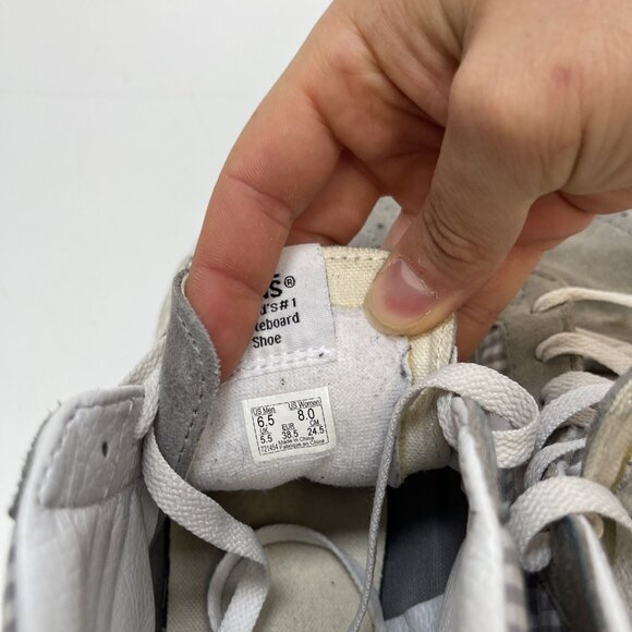 Vans SK8 Hi Tapered Gingham Grey / White Womens Size 8 Skate Sneakers Y2K - Picture 9 of 12